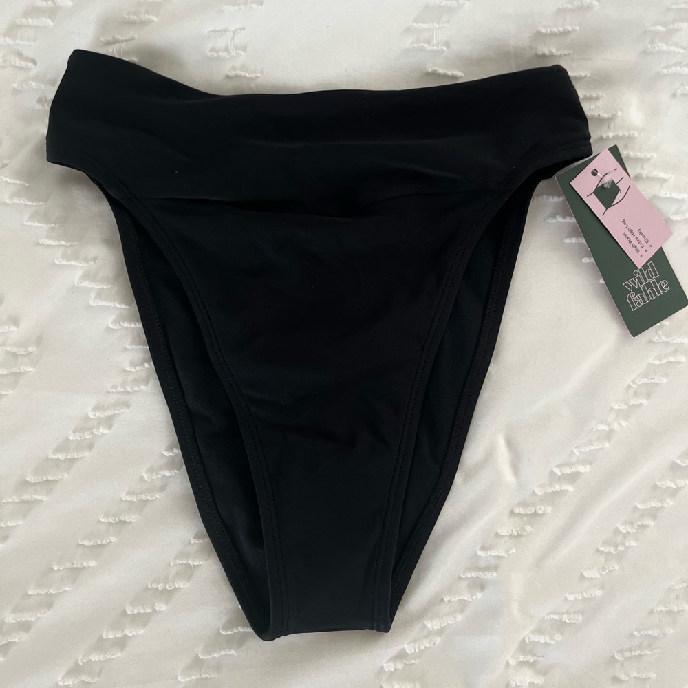 Wild Fable Black High Waisted Cheeky Bikini Bottom